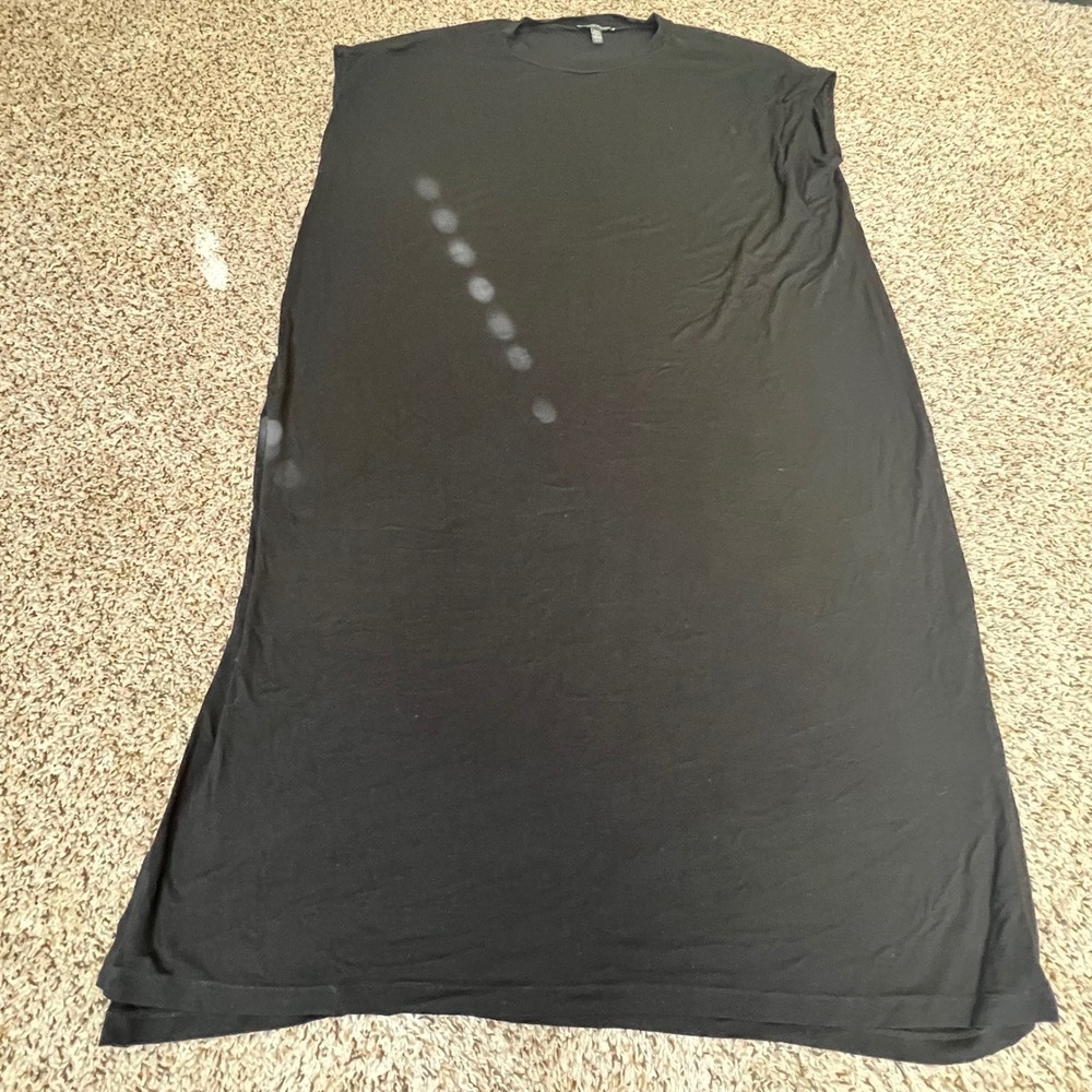 Eileen‎ Fisher Black Viscose Jersey Sleeveless Midi Shift Dress XL Relaxed Fit